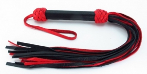 Плеть-​многохвостка черно-красная "BDSM-​Арсенал" с плетеной рукоятью, кожа