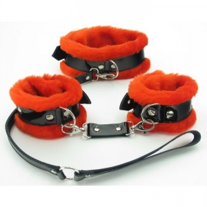 Эротический набор "BDSM-Light" наручники, ошейник, поводок