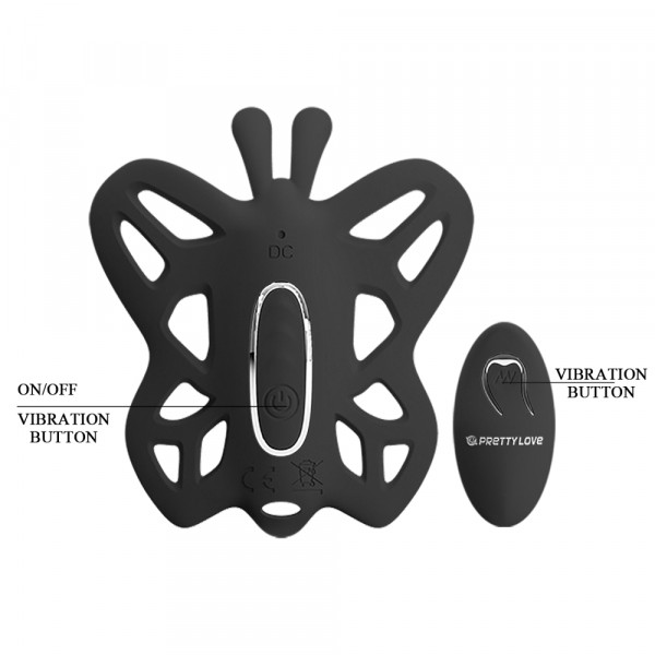 Бабочка с вагинальным отростком "Pretty Love Alston" на дистанционном управлении, черная