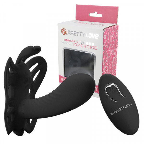 Бабочка с вагинальным отростком "Pretty Love Alston" на дистанционном управлении, черная