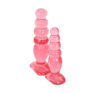 Набор анальных пробок "Crystal Jellies" рельефные, розовые, 2шт
