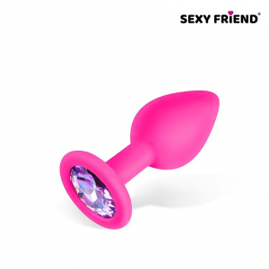 Пробка с сиреневым кристаллом "Sexy Friend" розовая, S