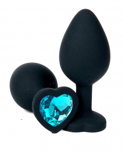 Пробка с голубым кристаллом "Vandersex Heart" черная, M