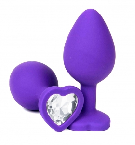 Пробка с белым кристаллом "Vandersex Heart" фиолетовая, L