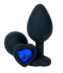 Пробка с синим кристаллом "Vandersex Heart" черная, S