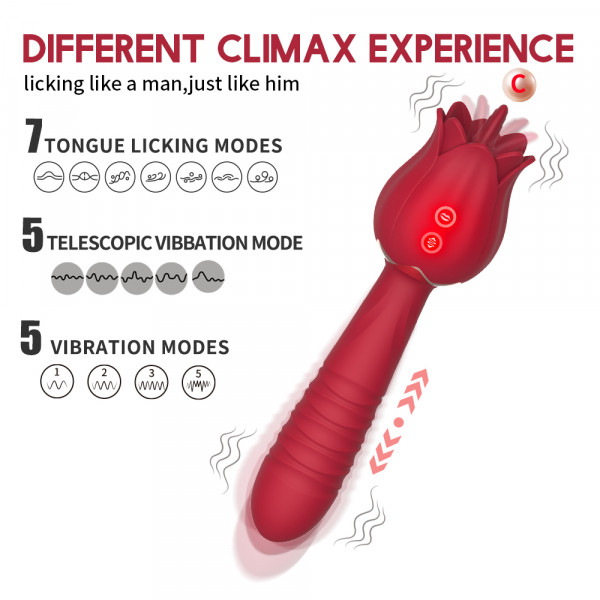 Вибратор-пульсатор-стимулятор двухсторонний "Sex Massager" роза