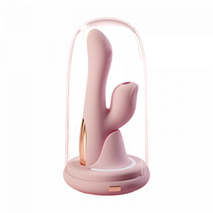 Вибратор с вакумно-волновым стимулятором "Galaku Little Fox" в антибактериальной колбе, розовый