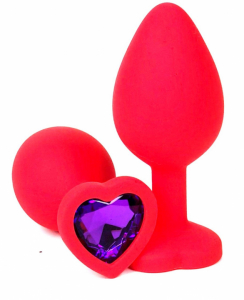 Пробка с фиолетовым кристаллом "Vandersex Heart" красная, S