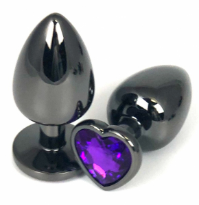 Пробка с фиолетовым кристаллом "Vandersex Heart" черный металл, M