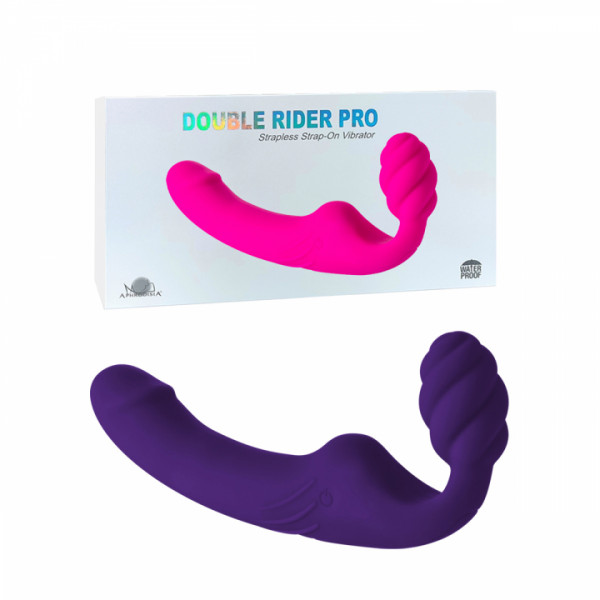 Безремневой страпон с вибрацией "Double Rider Pro" на дистанционном управлении, фиолетовый