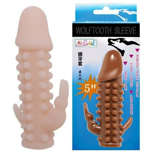 Насадка рельефная с клиторальным стимулятором "Wolftooth" коричневая