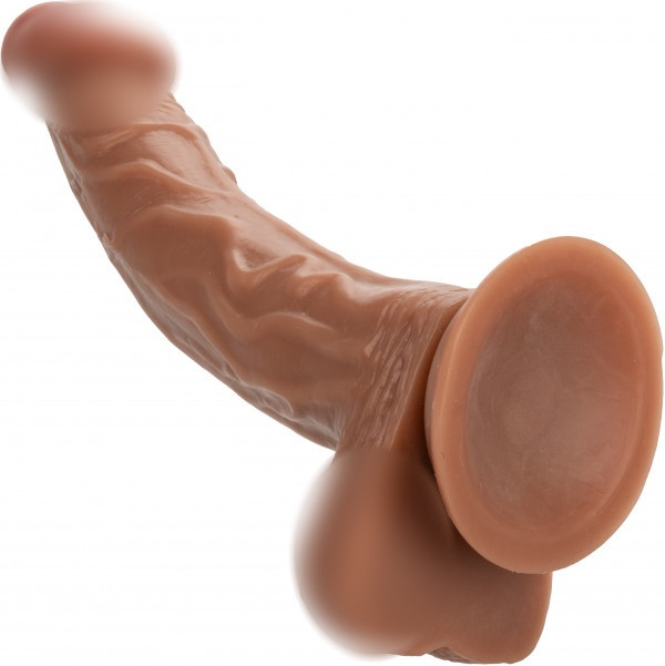 Фаллоимитатор реалистичный с изогнутым стволом "The Personal Trainer" мулат на присоске