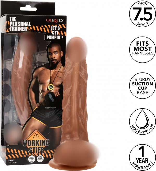 Фаллоимитатор реалистичный с изогнутым стволом "The Personal Trainer" мулат на присоске