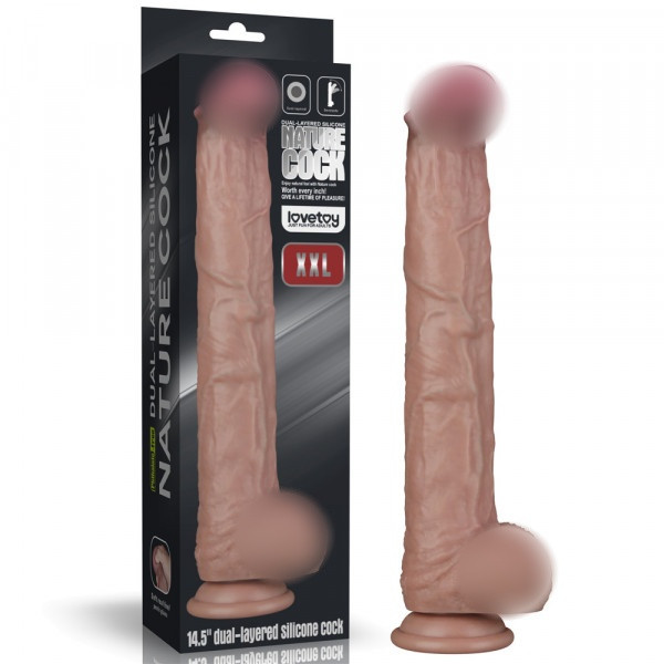 Супер реалистичный фаллоимитатор с хребтом для фистинга "Nature Cock 14,5" на присоске