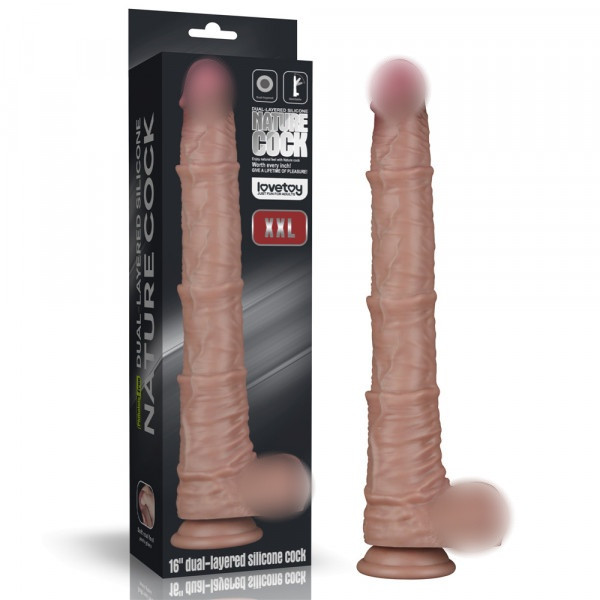 Супер реалистичный фаллоимитатор с хребтом для фистинга "Nature Cock 16" рельефный