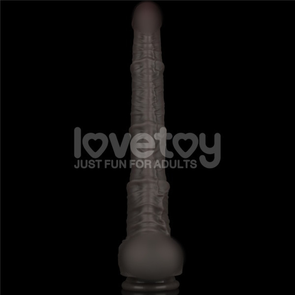 Супер реалистичный фаллоимитатор с хребтом для фистинга "Nature Cock 16" рельефный, черный