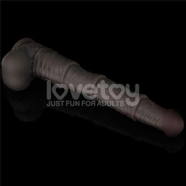 Супер реалистичный фаллоимитатор с хребтом для фистинга "Nature Cock 16" рельефный, черный