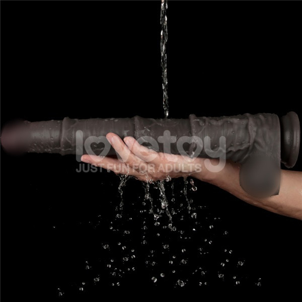 Супер реалистичный фаллоимитатор с хребтом для фистинга "Nature Cock 16" рельефный, черный