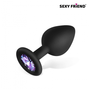 Пробка с сиреневым кристаллом "Sexy Friend" черная, M