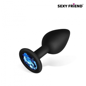 Пробка с синим кристаллом "Sexy Friend" черная, S