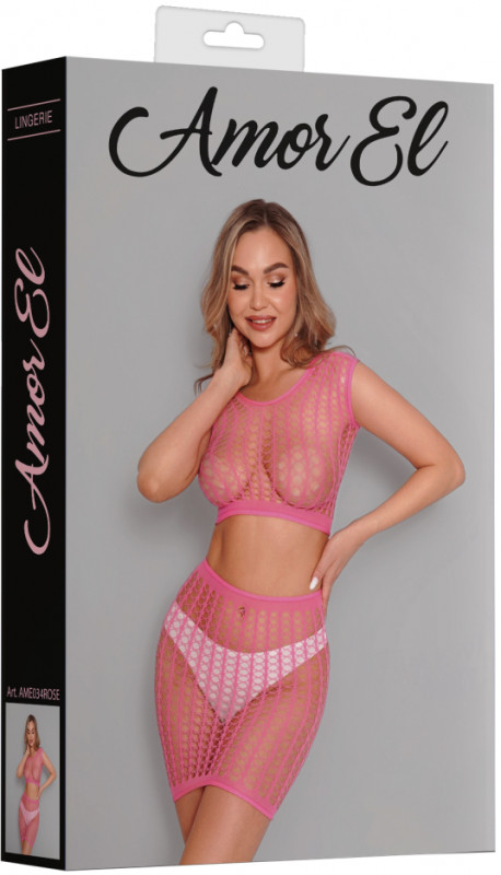 Комплект "Amor El" топ и юбка, розовый, S/L