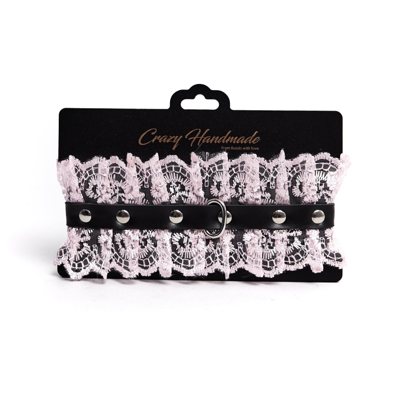 Ошейник "Crazy Handmade" розовое кружево