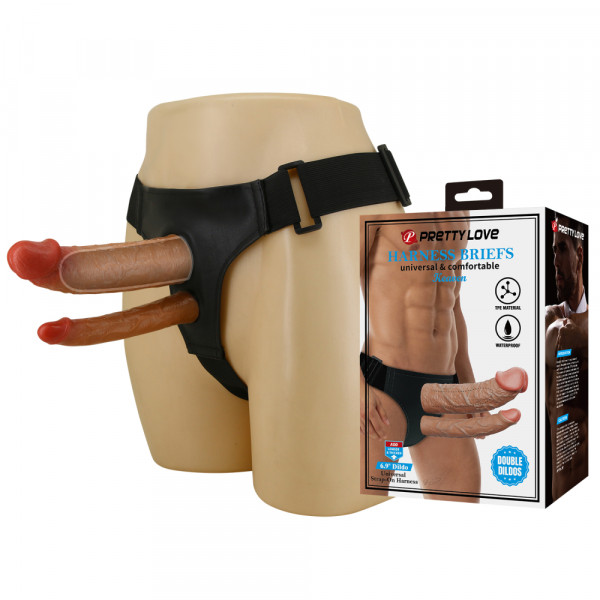 Фаллопротез для двойного проникновения "Pretty Love Keaven" мулат