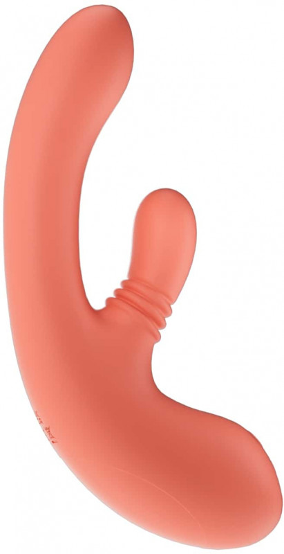 Вибратор с движением головки и вращением клиторального стимулятора "Amovibe Vibella" оранжевый