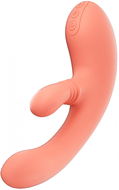 Вибратор с движением головки и вращением клиторального стимулятора "Amovibe Vibella" оранжевый