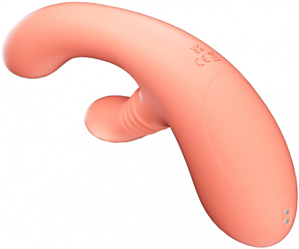 Вибратор с движением головки и вращением клиторального стимулятора "Amovibe Vibella" оранжевый