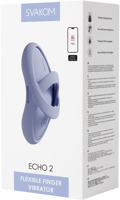 Вибратор на пальцы с подогревом "Svakom Echo 2" + приложение, голубой