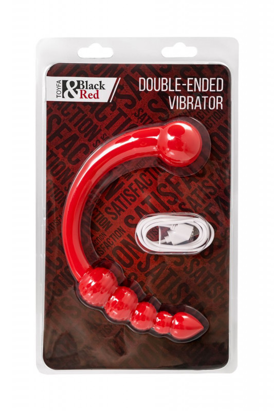Вибратор двусторонний "Black&Red" анально-вагинальный, красный