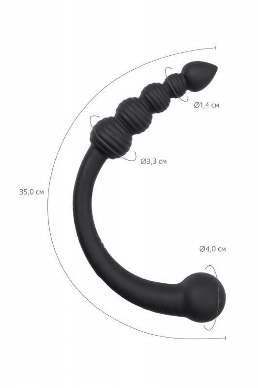 Вибратор двусторонний "Black&Red" анально-вагинальный, черный