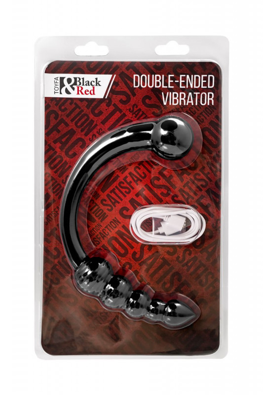 Вибратор двусторонний "Black&Red" анально-вагинальный, черный