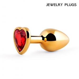 Пробка с красным кристаллом "Jewerly Plugs" металл, сердце, M