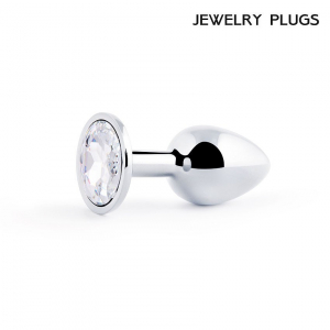 Пробка с белым кристаллом "Jewerly Plugs" металл, S