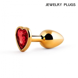 Пробка с красным кристаллом "Jewerly Plugs" металл, сердце, S
